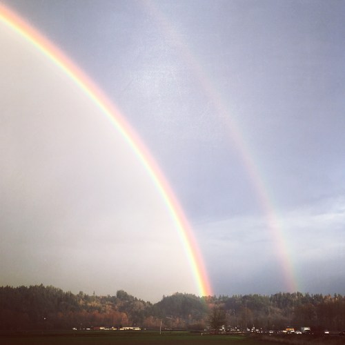 A perfect double rainbow over our valley. In November. 