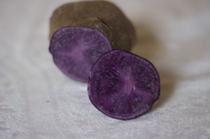 These purple tubers are a highly-nutritious potato! Adirondack Blue are purple all through, and stay purple after they're cooked.